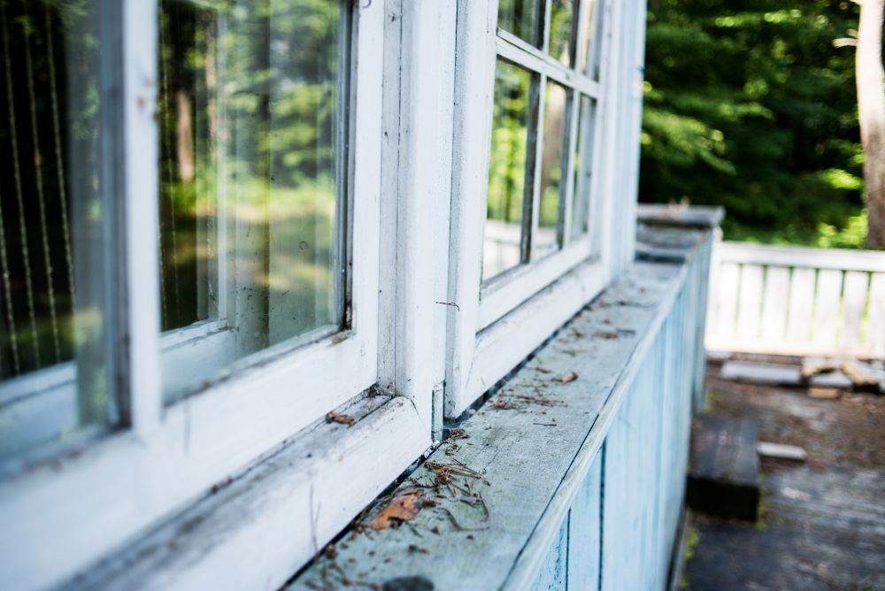 Old windows visible on a house.